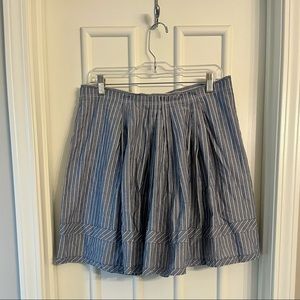 Madewell Women’s Blue Pinstripe Pleated Cotton Skirt